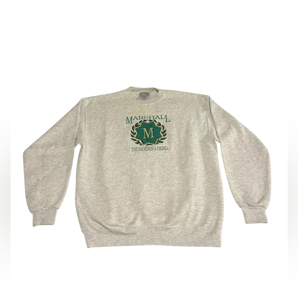 Vintage Marshall Thundering Herd Grey Sweater Size Large Made in USA